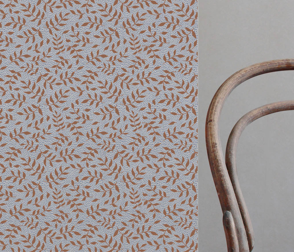 Fita Terracotta - Floral Orange print on Linen Cotton fabric