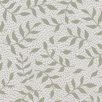 Fita Moss WHT - fabric with Green floral print