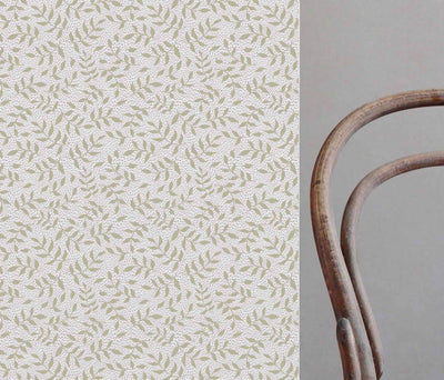 Fita Moss WHT - fabric with Green floral print