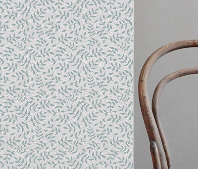 Fita Sage WHT - curtain fabric with Green floral print