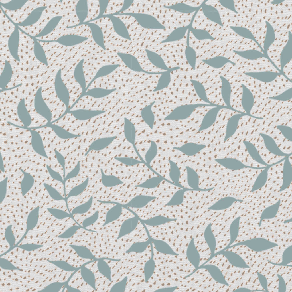 Fita Sage WHT - curtain fabric with Green floral print