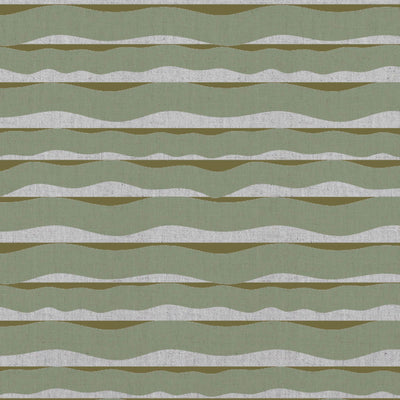 Fransibella Moss Green-NAT - natural curtain fabric with Green abstract print