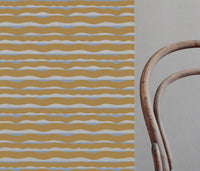 Fransibella Ochra-NAT - natural curtain fabric with Yellow Orange abstract print