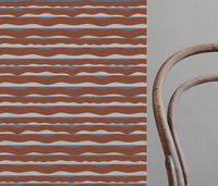 Fransibella Terracotta-NAT - natural curtain fabric with Orange abstract print