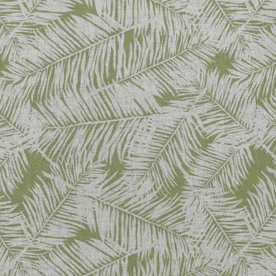 Gabi Khaki - fabric with Green botanical leaf pattern