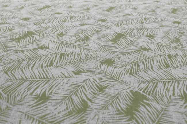 Gabi Khaki - fabric with Green botanical leaf pattern