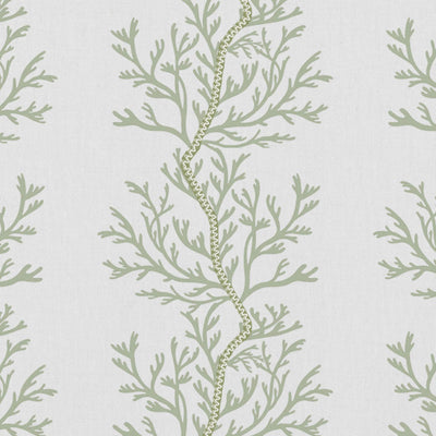 Galilea Moss - white curtain fabric with Green abstract print
