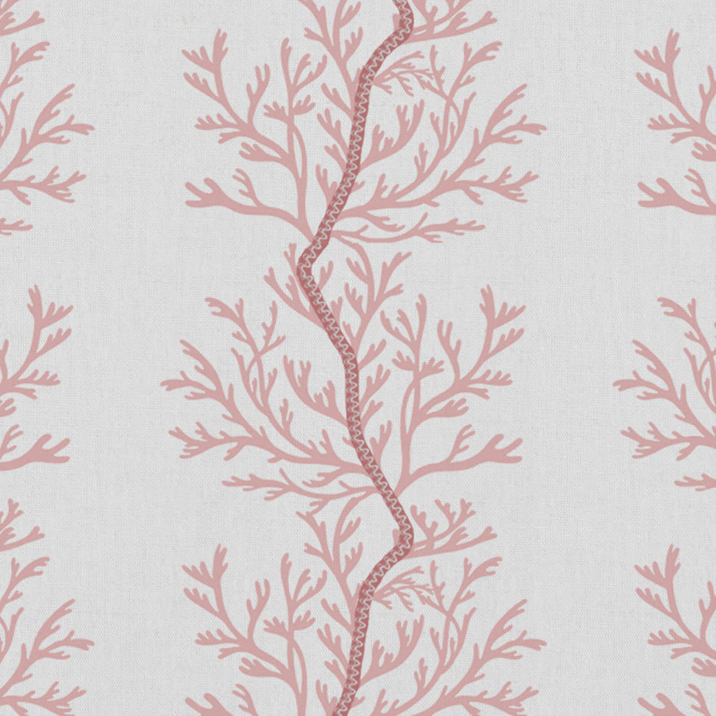 Galilea Pink - white curtain fabric with Pink abstract print