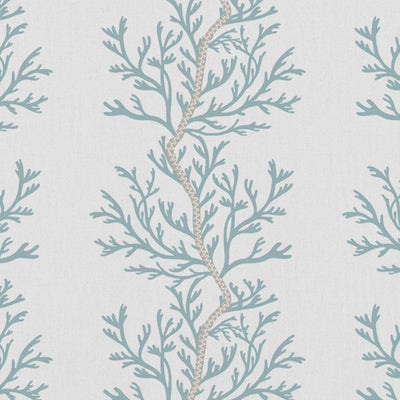 Galilea Sage - white curtain fabric with Green abstract print