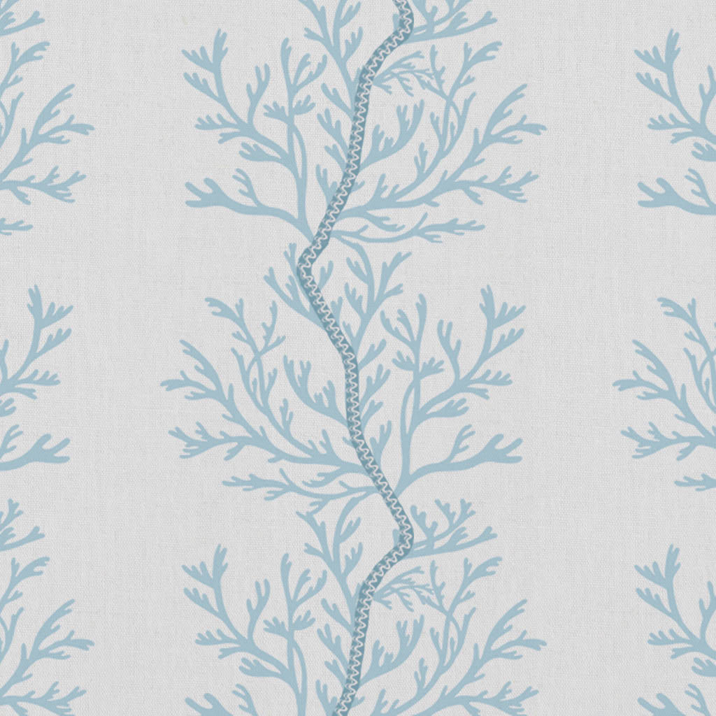 Galilea Sky - white curtain fabric with Blue abstract print