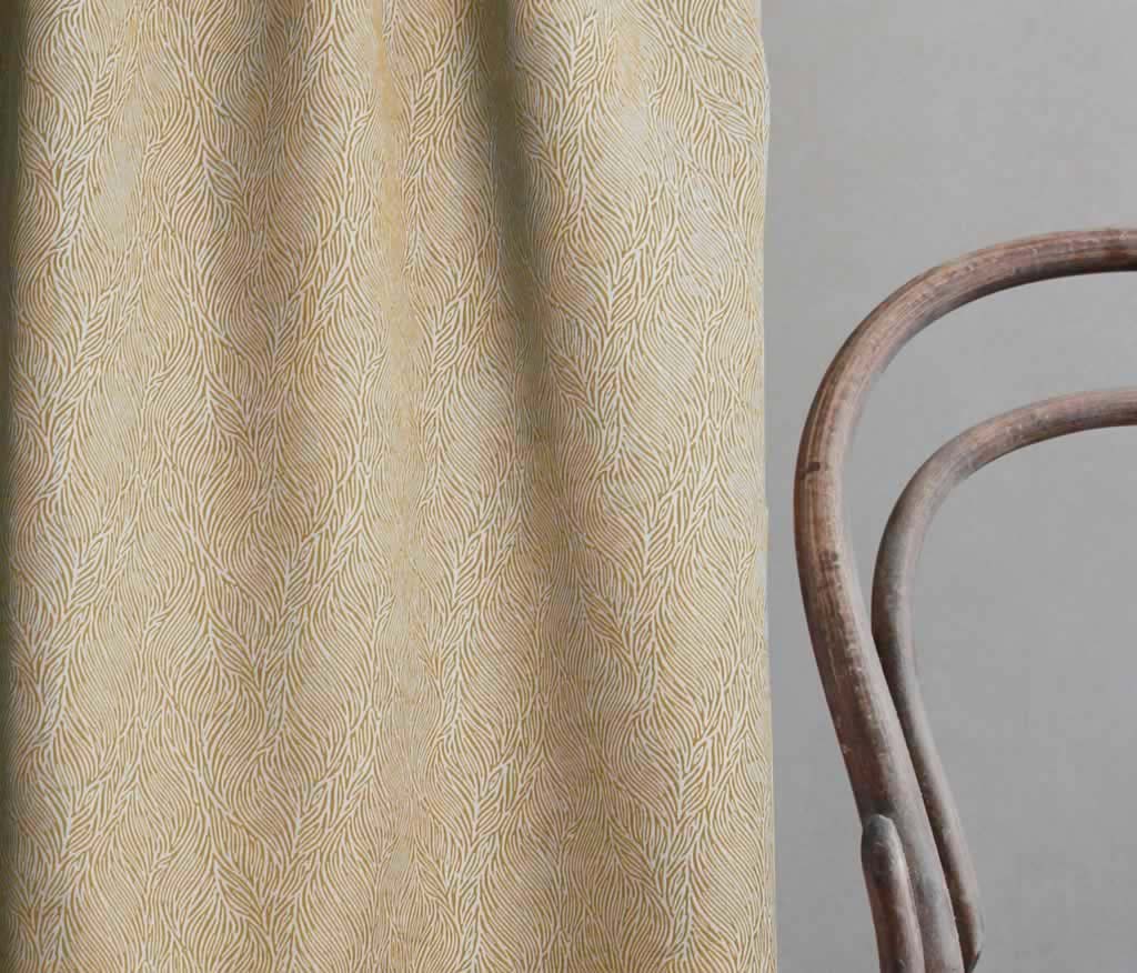 Erica Gold Ochra - Curtain fabric with Orange Yellow abstract print