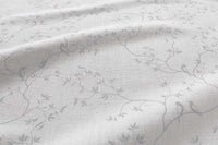 Botanical Grey Curtain Fabric - Grey leaves and birds