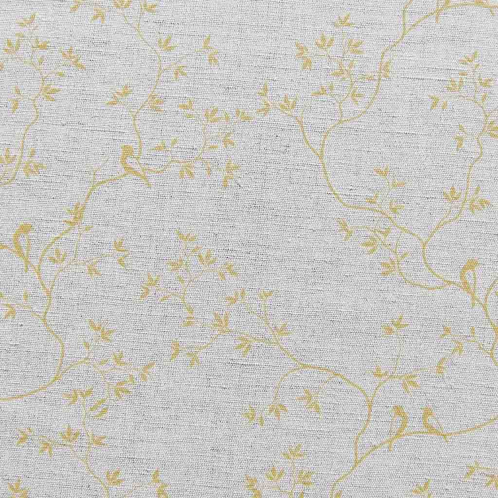 Botanical yellow Curtain Fabric - yellow leaves and birds