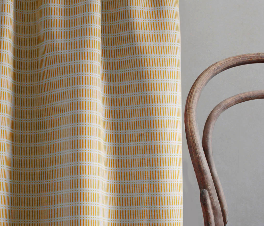 Egenia Gold Ochra - Natural curtain fabric, Orange Yellow abstract print