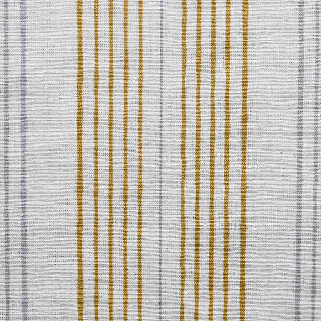 Else Gold Rod- WHT -  Linen curtain fabric, Yellow & Grey stripes