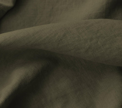 Green 100% Linen Fabric. Bea Khaki Green by Ada & Ina Fabrics