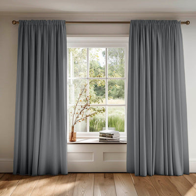 Grey / greige 100% Cotton curtains, pencil pleat heading