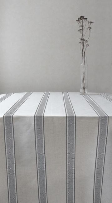 Bella Greige - Curtain fabric with Grey stripes