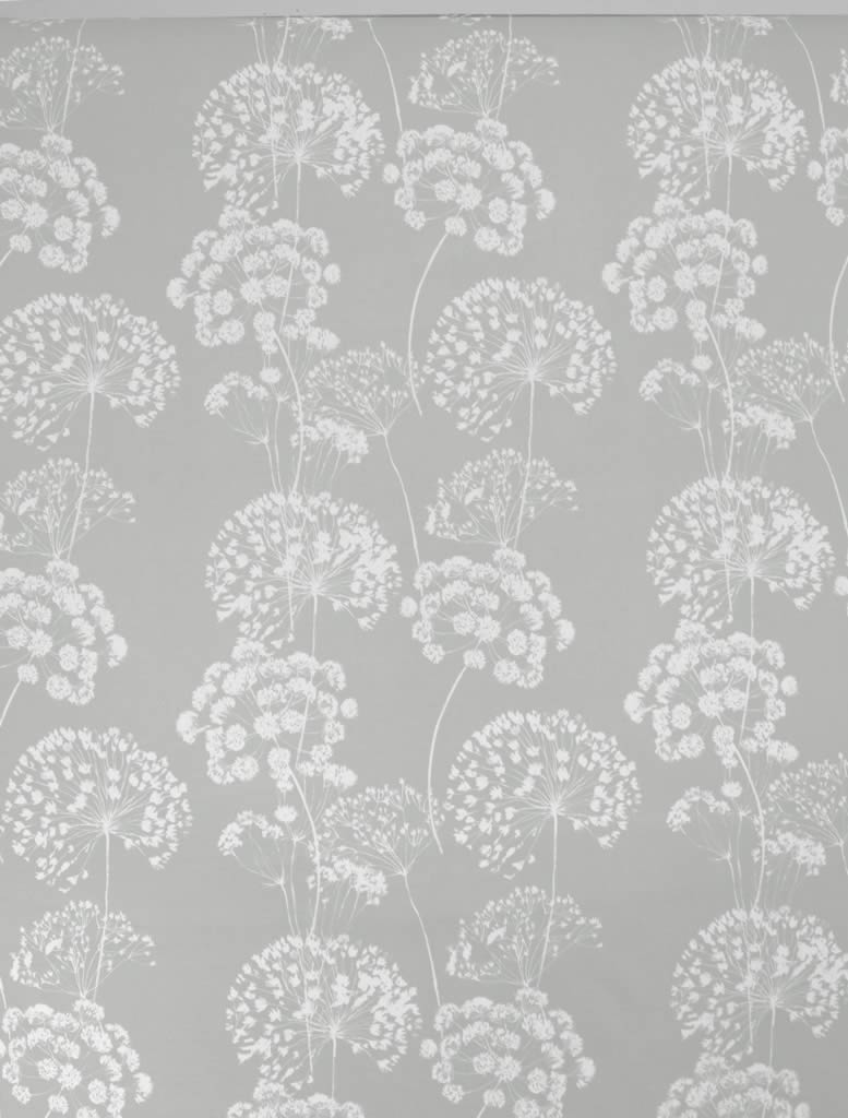 Erleen INV Greige Clay - Curtain fabric with Grey and  botanical print