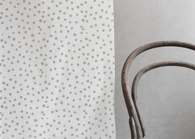 Dottie Greige-WHT - Dotted fabric with Grey spots, 100% Linen