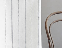 Inga Greige - White fabric with Grey decorative stripes, 100% Linen