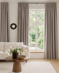 Greige Linen curtains with pencil pleat heading. Soft Linen Cotton material. Enni Greige by Ada & Ina