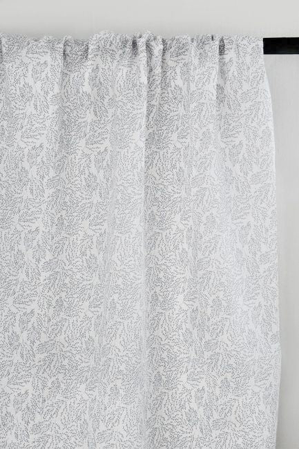 Lisbell Greige-WHT - White linen fabric with Grey botanical print