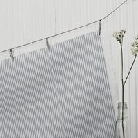 Maisa Greige - Linen curtain fabric, Grey stripes