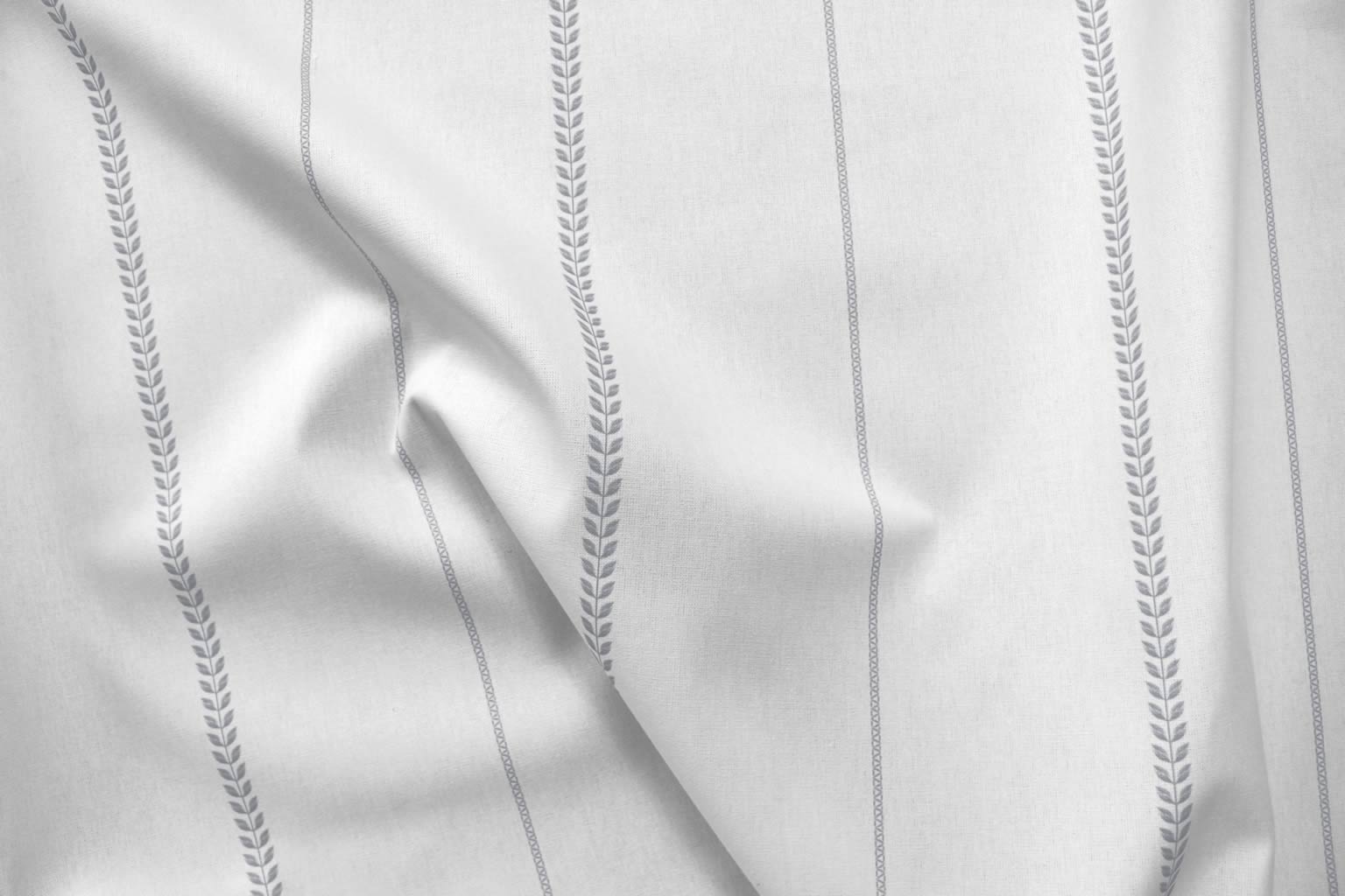 Berit Greige - curtain fabric with Grey striped print