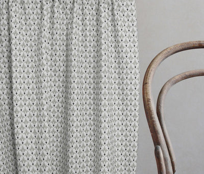 Fiona Greige Clay - curtain fabric with Dusty Grey print
