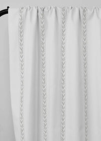 Helena Greige Clay - curtain fabric with Dusty Grey striped print