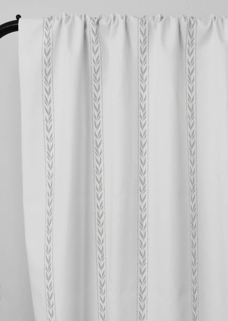 Helena Greige Clay - curtain fabric with Dusty Grey striped print