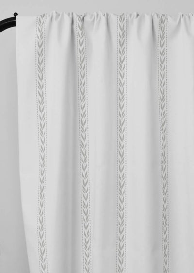 Helena Greige Clay - curtain fabric with Dusty Grey striped print
