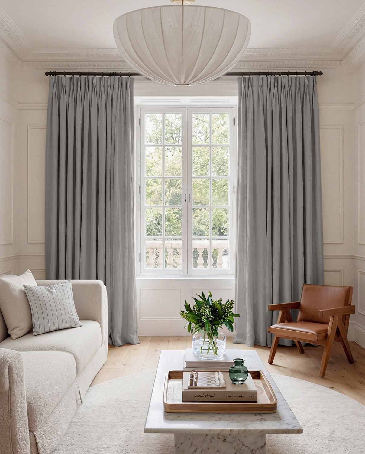 Grey Linen Living room curtains - 100% pre-washed linen. Bianco Iron by Ada & Ina.