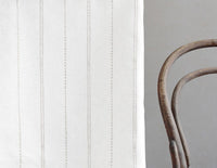 Inga Grey Sand - White fabric with Grey decorative stripes, 100% Linen