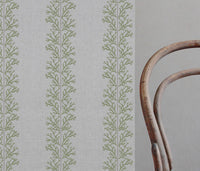 Hensley Khaki - Curtain fabric with Green abstract print