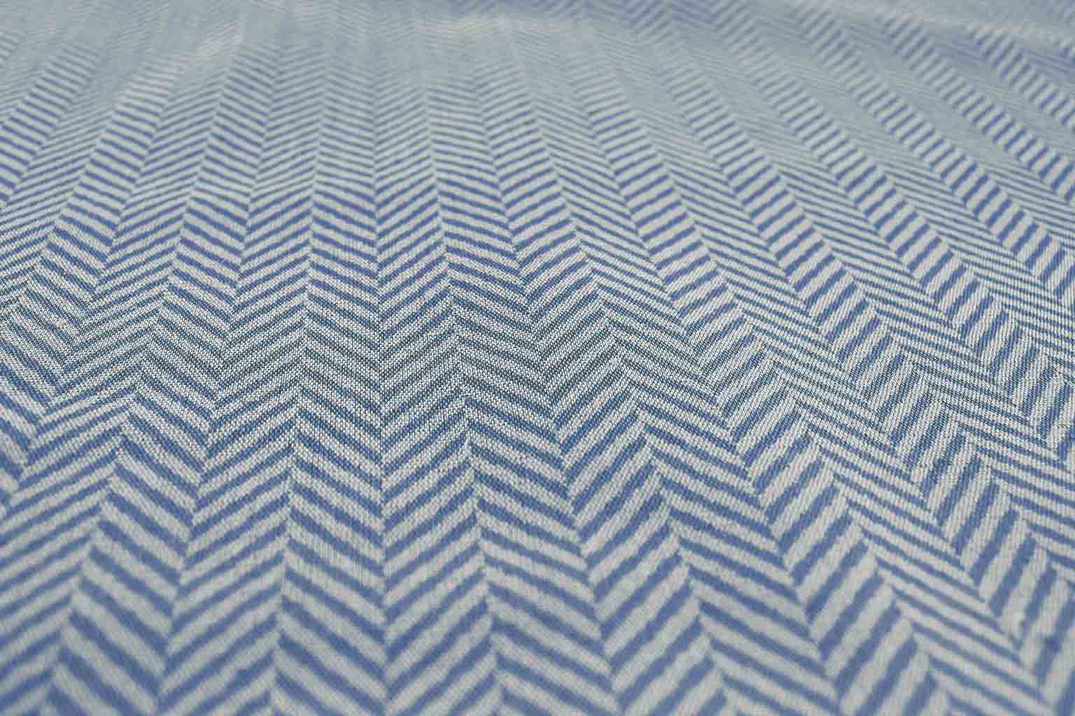 Hugo Night Blue - Curtain fabric, abstract blue herringbone pattern