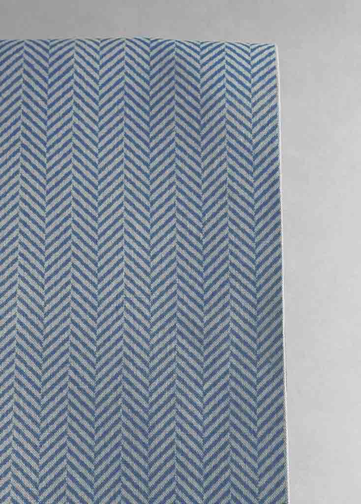 Hugo Night Blue - Curtain fabric, abstract blue herringbone pattern