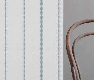 Imogen Agate Blue - curtain fabric with Blue striped print