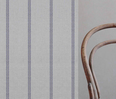 Imogen Deep Blue-NAT - curtain fabric with Blue striped print