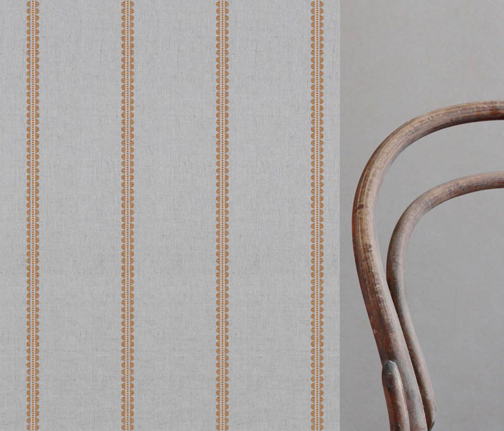 Imogen Pumpkin-NAT - curtain fabric with Orange striped print