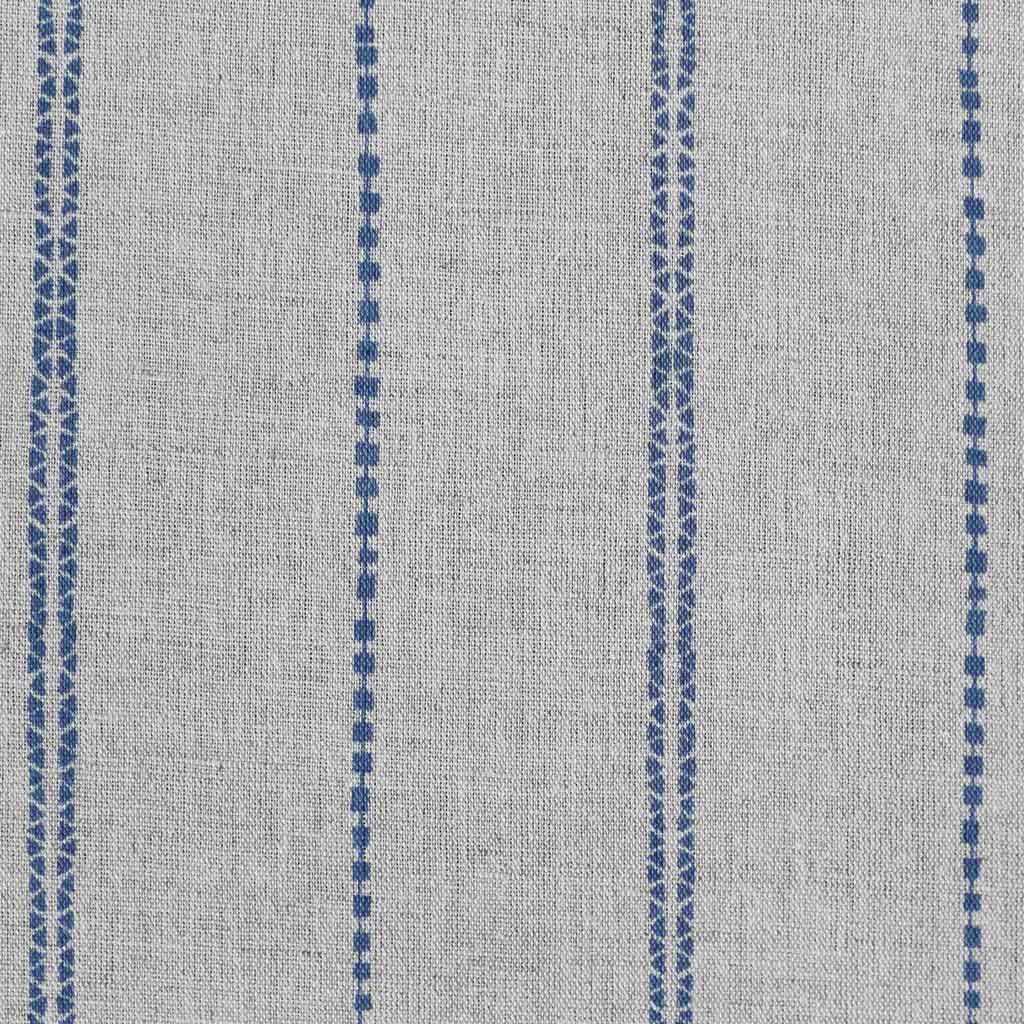 Inga-NAT Night Blue - Natural fabric with Blue decorative stripes, Linen Cotton mix