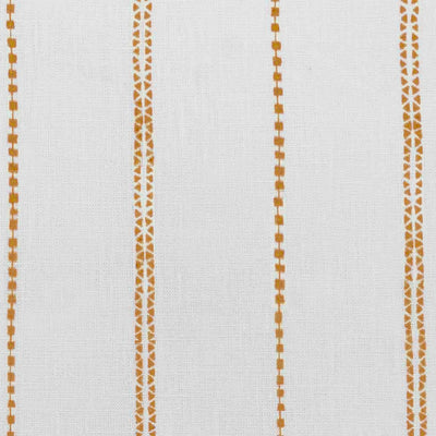 Inga Ochra - White fabric with Yellow Orange decorative stripes, 100% Linen