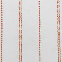 Inga Terracotta - White fabric with Orange decorative stripes, 100% Linen