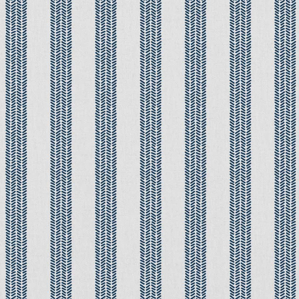 Evianne Ink-WHT - White curtain fabric with Blue Striped print