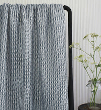 Fia Ink - Linen curtain fabric, abstract Dark Blue pattern