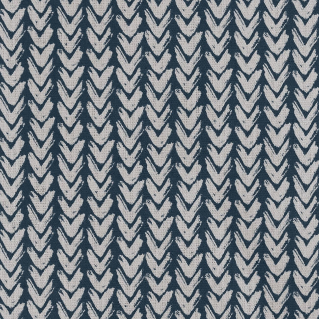 Fia Ink - Linen curtain fabric, abstract Dark Blue pattern