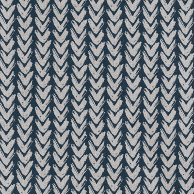 Fia Ink - Linen curtain fabric, abstract Dark Blue pattern