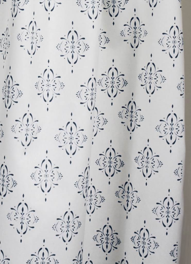 Britt Ink - curtain fabric with Dark Blue abstract print