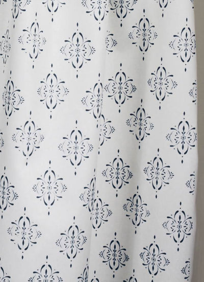 Britt Ink - curtain fabric with Dark Blue abstract print